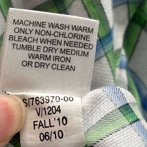 Banana Republic Shirt Mens  L Blue‎ Green Checkered Classic Fit Button Preppy - Picture 6 of 12